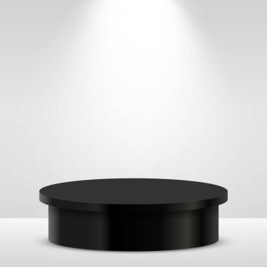 Sahne Podyumu Ödül Töreni Sahnesi spot ışıklarıyla aydınlatıldı. Ödül töreni konsepti. Sahne arkaplanı.