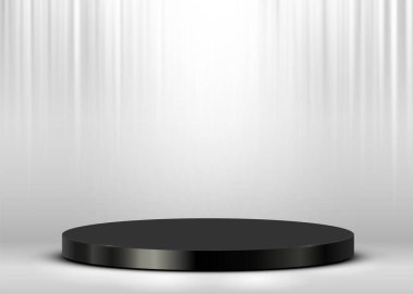 Sahne Podyumu Ödül Töreni Sahnesi spot ışıklarıyla aydınlatıldı. Ödül töreni konsepti. Sahne arkaplanı.