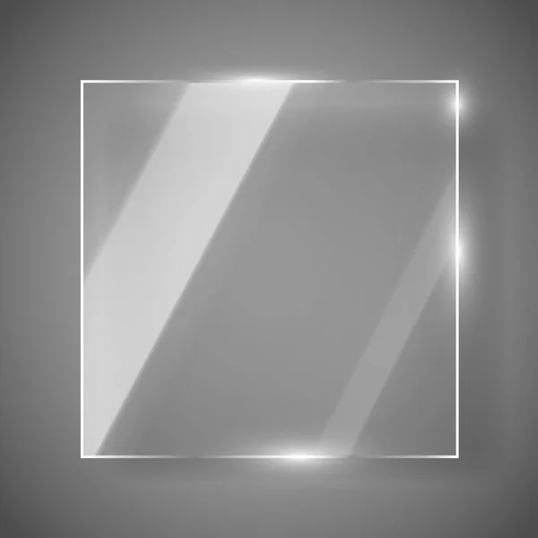 Marco de vidrio transparente cuadrado vacío. Fondo moderno . — Vector de stock