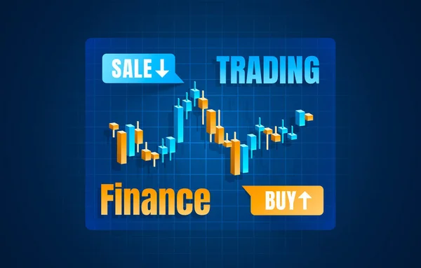 Finance trader graphique informations, acheter et vendre courtier . — Image vectorielle