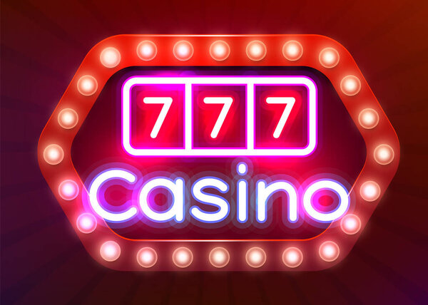 Знак слота Neon 777 Casino. Неоновая вывеска казино. Концепция онлайн казино
.