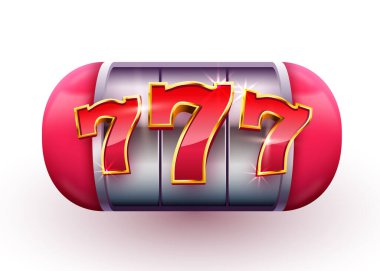 Altın kumar makinesi ikramiyeyi kazandı. 777 Büyük Kazanç konsepti. Kumarhane ikramiyesi.