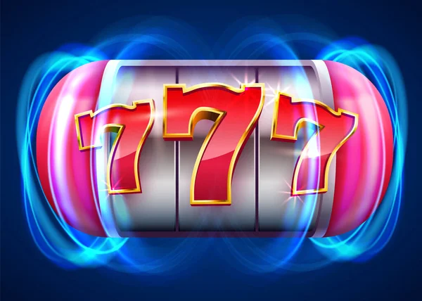 Игровой автомат выигрывает джекпот. 777 Концепция большого выигрышного казино. — стоковый вектор