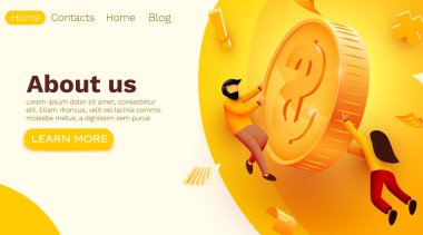 İnsanlar altın sikkenin etrafında uçuyor. Para kurtarma uzmanı, yatırım danışma servisi, kişisel mali danışman.