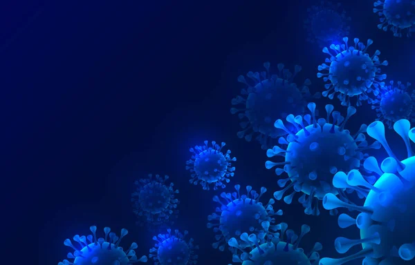 Peligro del organismo viral, macro biología, fondo azul. — Archivo Imágenes Vectoriales