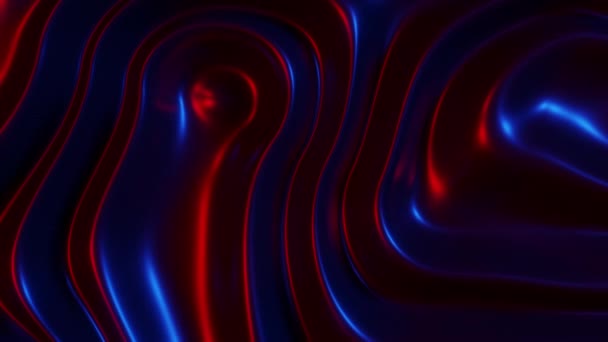 4K Loop of Abstract Moving Holographic Waves Background. 3D Render of Dark Neon Colors Wavy Surface, Animation of Ripples. — Stock Video