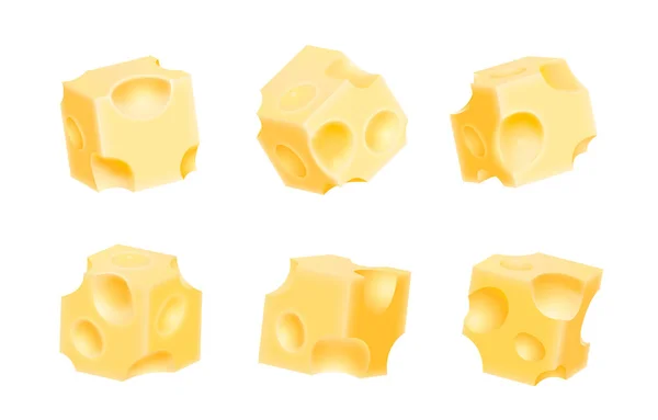 Coffret cube fromage, objet alimentaire fond blanc . — Image vectorielle