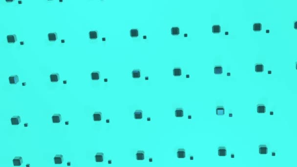 Украшение черные кубики двигаться на зеленом фоне . — стоковое видео
