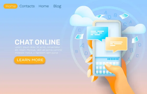 Smartphone-Chat Online-Anwendung, Kontaktdialognetzwerk, Gesprächsdienst. — Stockvektor