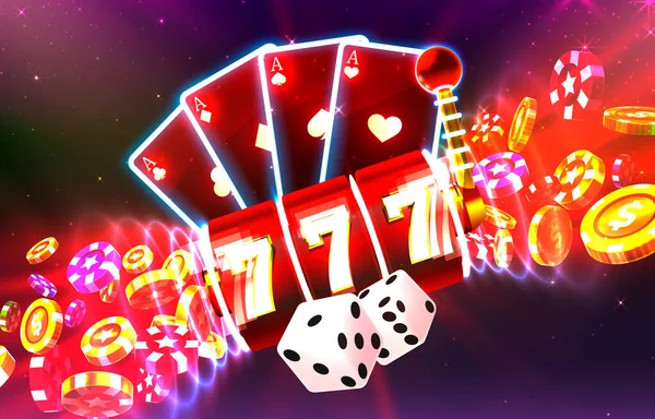 Jackpot kaszinó érme, készpénzes játék most. Vektor — Stock Vector