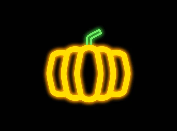 Pumpkin Shaped Neon Light Dark Background — Stock Photo, Image