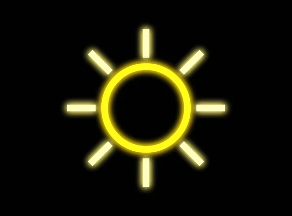 Koyu Arkaplanda Güneş Şekilli Neon Işığı — Stok fotoğraf