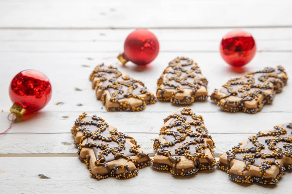 Christmas Tree Shaped Christmas Chocolate Cookies — Stock Photo, Image