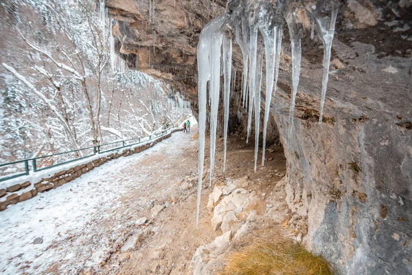 Valle Nacional Ordesa Otoño Nevado Situado Pirineos España — Foto de Stock