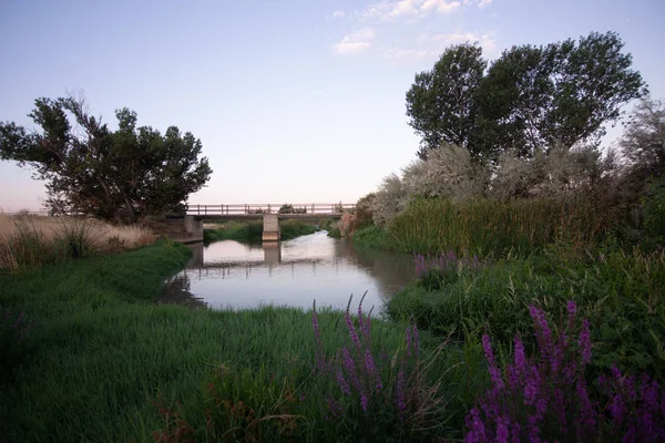 Torres de Berrellen Zaragoza İspanya 'daki Jalon Nehri' nden geçen köprüler.