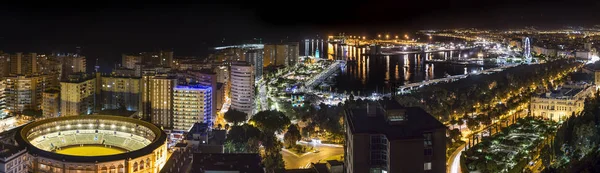 Glowing Colorful Malaga city in night