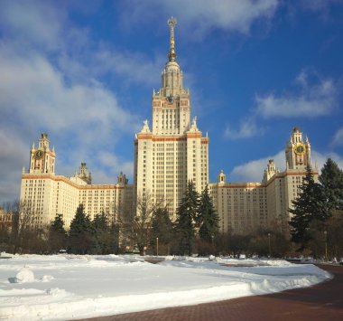 Lomonosov Moskova Devlet Üniversitesi ana binasında. MGU. Moscow, Rusya Federasyonu