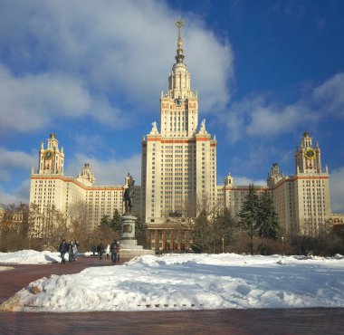 Lomonosov Moskova Devlet Üniversitesi ana binasında. MGU. Moscow, Rusya Federasyonu