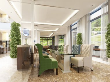 Otel, breakfastroom ve kokteyl bar iç tasarım