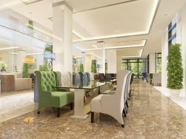 Otel, breakfastroom ve kokteyl bar iç tasarım