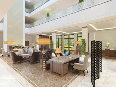 Şömineli salon alanında iç tasarım.