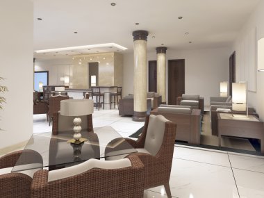 Modern tasarım rattan mobilya ile Kahvaltı Oda.