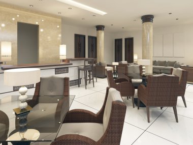 Modern tasarım rattan mobilya ile Kahvaltı Oda.