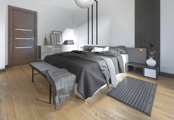 Chambre luxueuse et moderne dans un style contemporain en noir et blanc — Photo