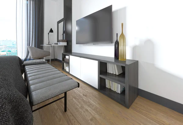 TV stand in the bedroom in a modern style.