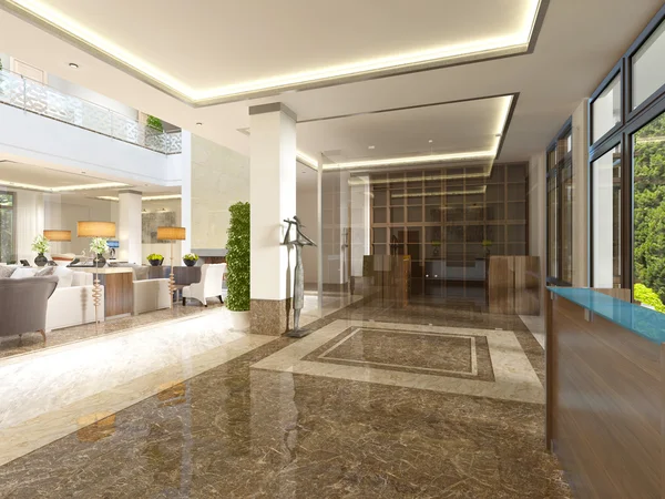 Moderne design lobby met receptie. — Stockfoto