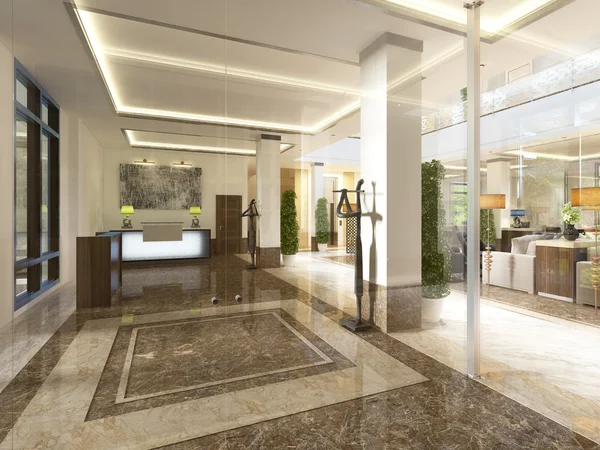 Moderne design lobby met receptie. — Stockfoto