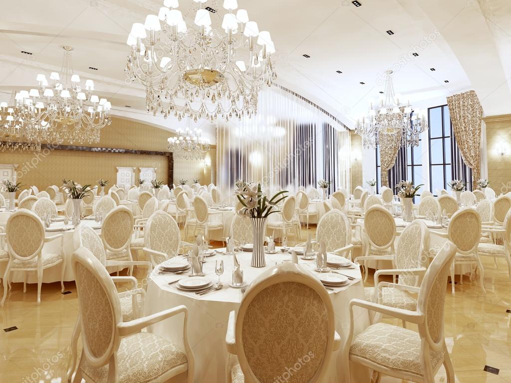 The ballroom and restaurant in classic style.