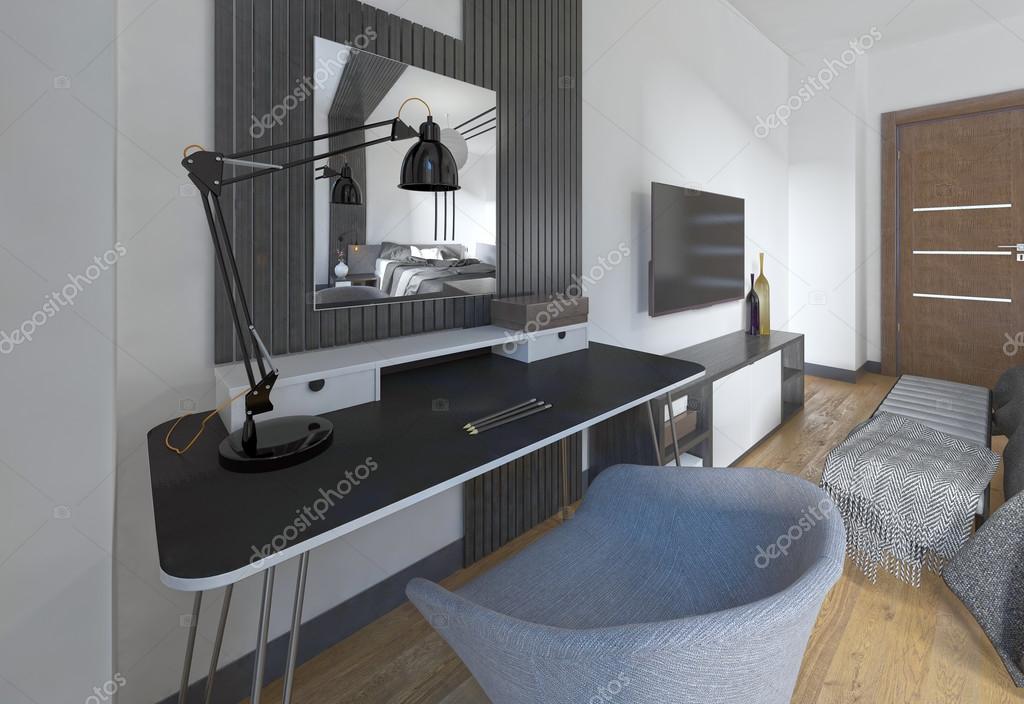 FésülködÅ asztal és szék, egy modern hálószoba — stock fotó ...
