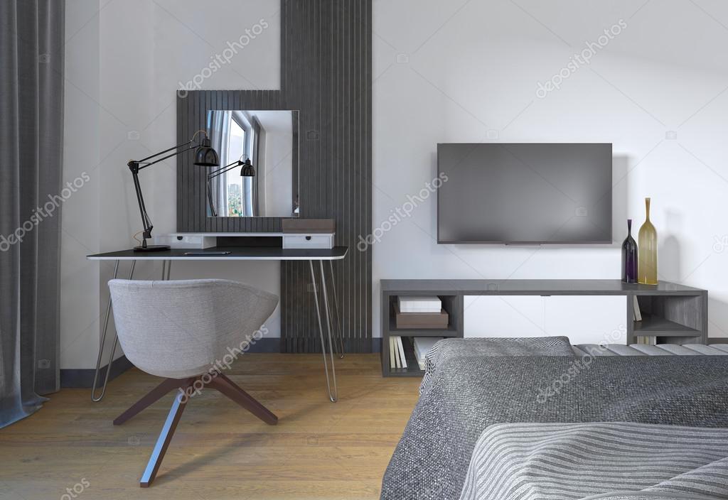 FésülködÅ asztal és szék, egy modern hálószoba — stock fotó ...
