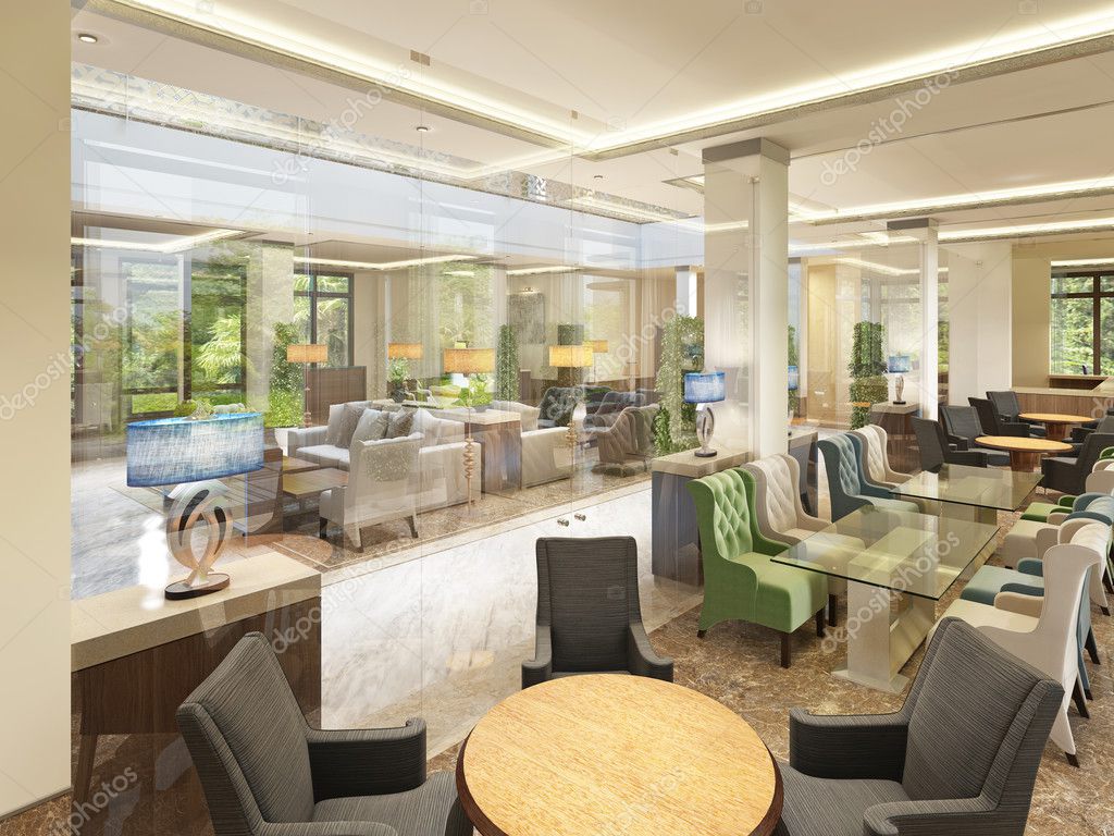 Il design degli interni dellhotel, sala colazione e cocktail bar ... Design degli interni