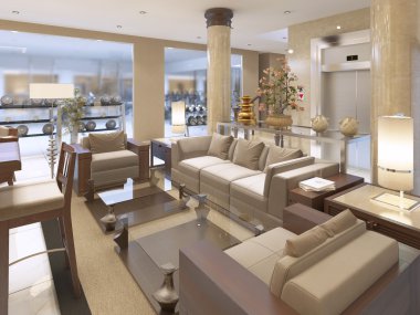 Spa hotel tesislerinde lounge alanında.