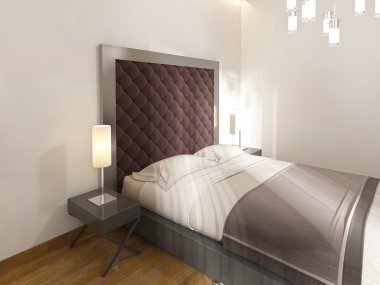 Yumuşak, kapitone karyola, Bordo renk.