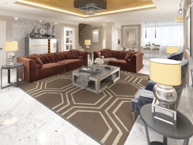 Lüks tasarımcı daire-studio art Deco tarzında.