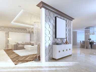 Koridor ve göğüs tarzında dekore edilmiş iç cephe