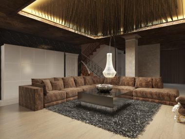 Art Deco tarzında yapılan lüks modern oturma odası.