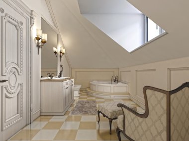 Banyoda tavan w Provence tarzında büyük louge sandalye