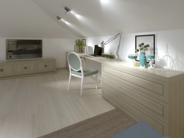 Yatak odasında sandalye ile büyük iş Danışma.