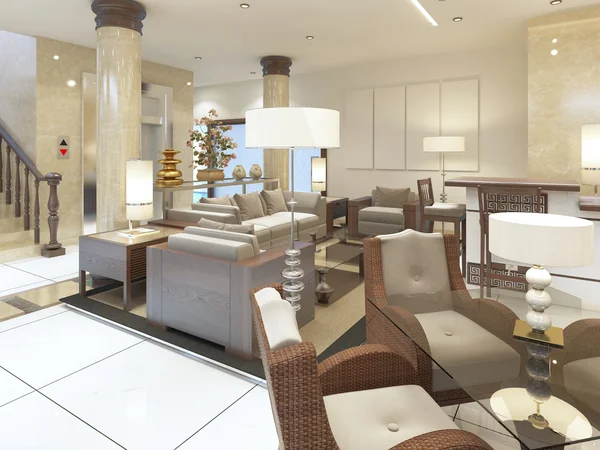 Spa hotel tesislerinde lounge alanında.