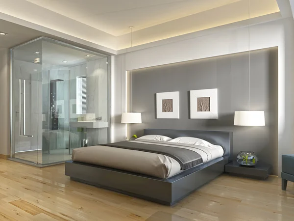 Modernes Hotelzimmer zeitgenössischer Stil mit Elementen des Art Deco. — Stockfoto