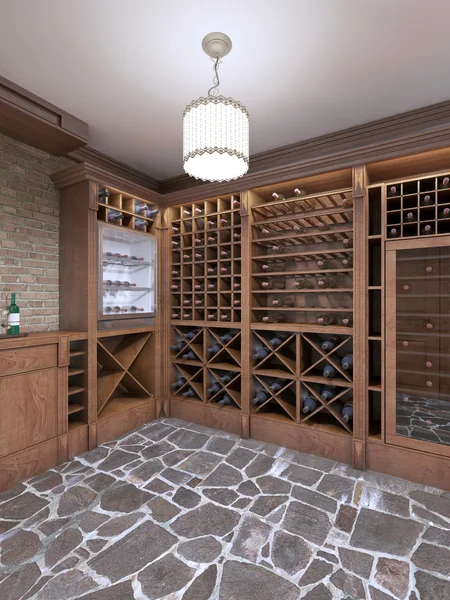 Wine cellar in the basement of the house in a rustic style. — Stock Photo, Image