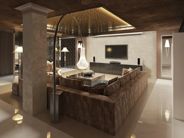 Sala de estar moderna de luxo feita no estilo art déco . — Fotografia de Stock