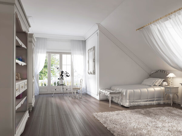 Children's room in the art Deco style in the attic.