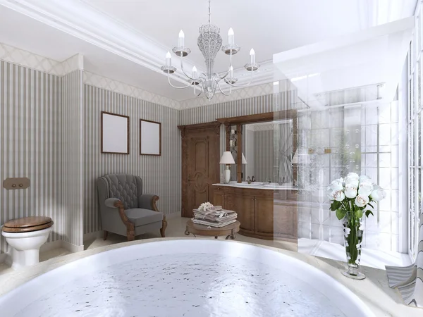 Salle de bain de luxe dans un style classique . — Photo