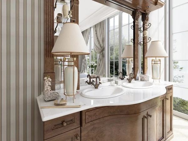 Luxury neoclassical furniture in modern style in the bathroom. — Stock Photo, Image