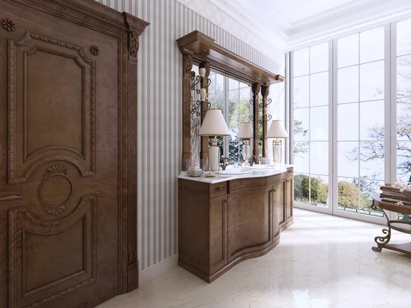 Muebles neoclásicos de lujo en estilo moderno en el baño . — Foto de Stock